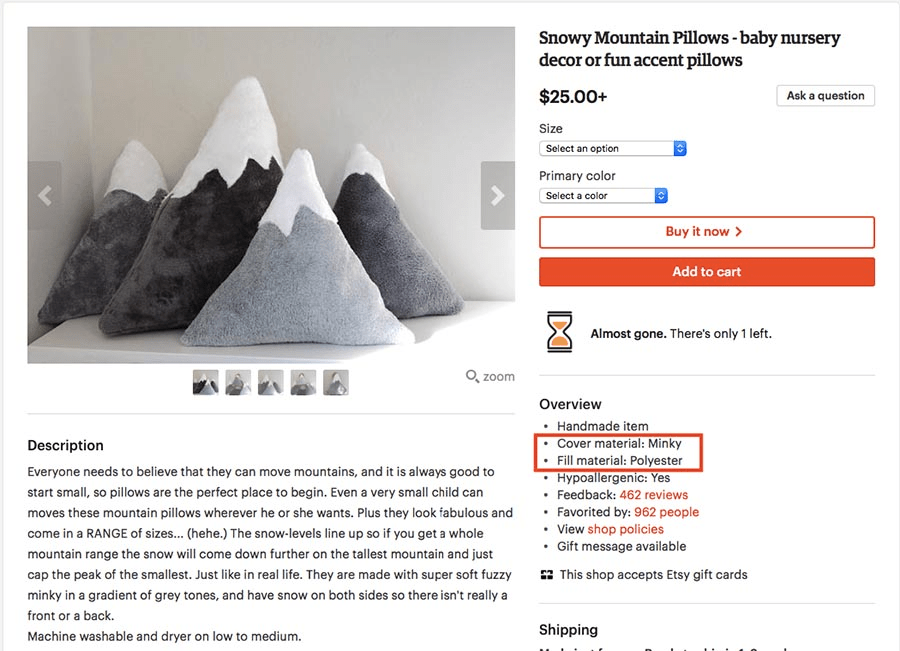 Using keywords on Etsy