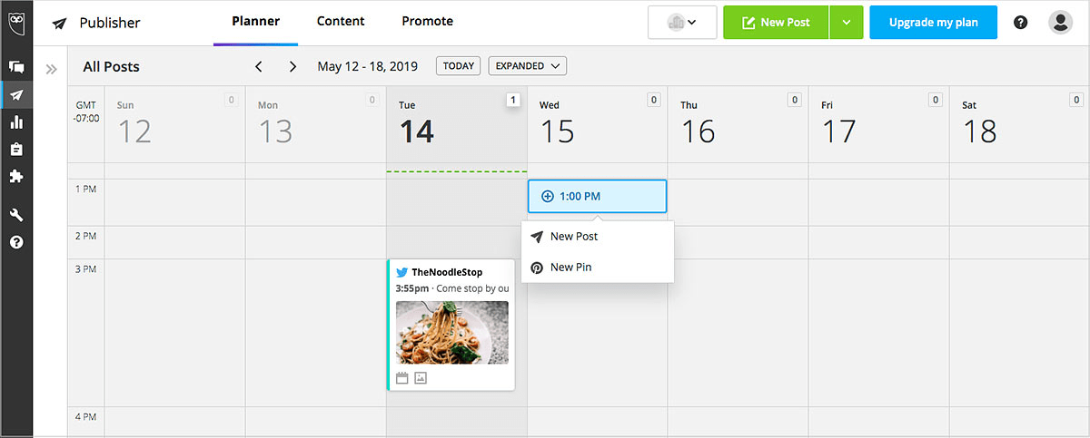 Hootsuite social media calendar