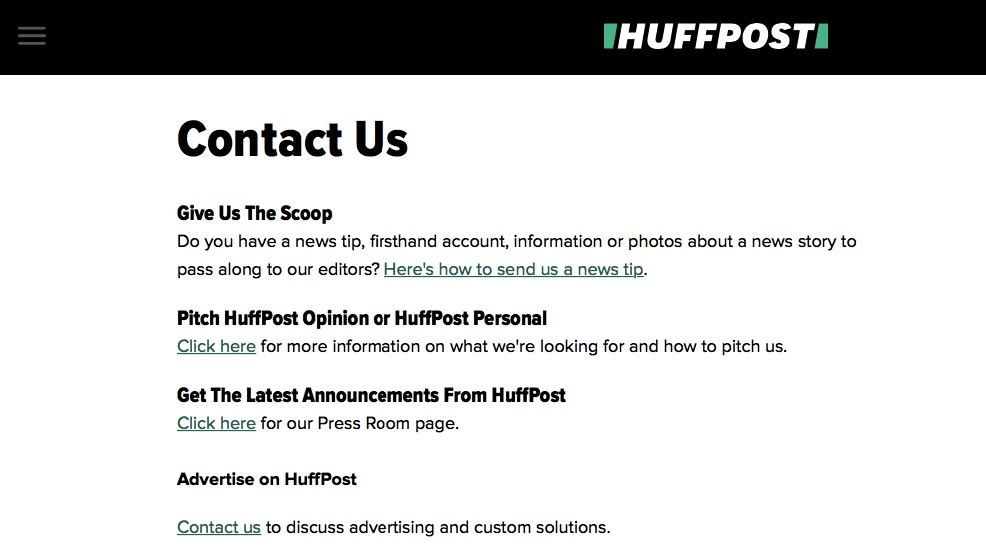 Huffington Post Contact Us Page