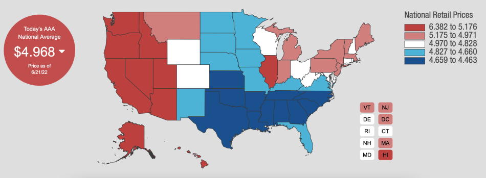 Fuel prices across the US  